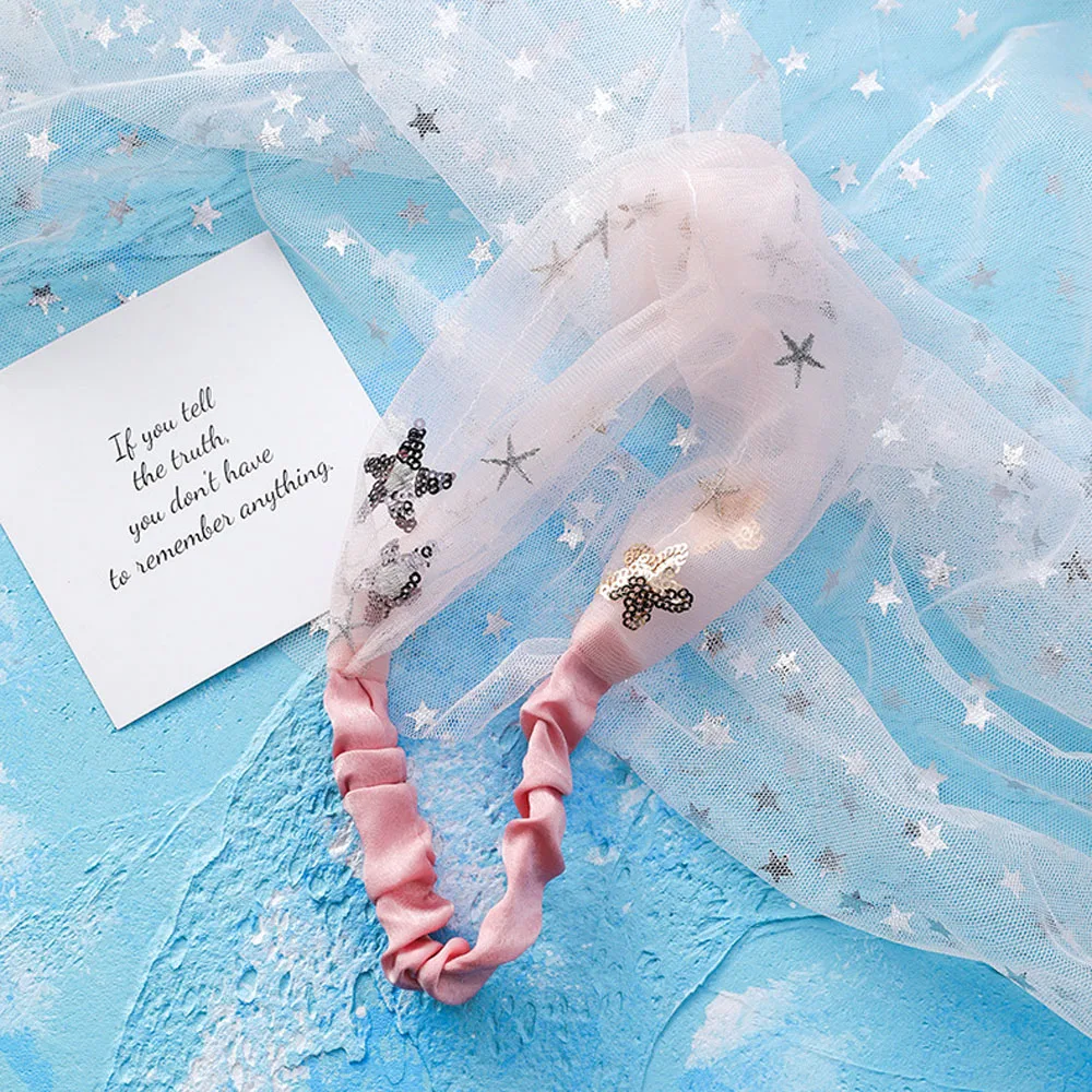 Эластичная Кружевная повязка на голову с вышивкой в виде звезды |