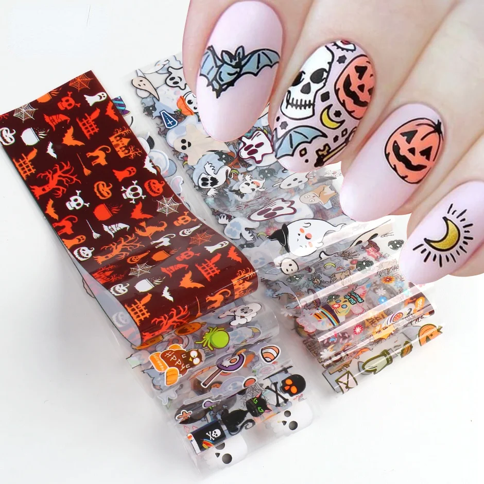 

Halloween Series Nail Transfer Stickers Paper Cute Cartoon Starry Sky Decal Pumpkin Ghost Design DIY Decoration Manicure CHC2203