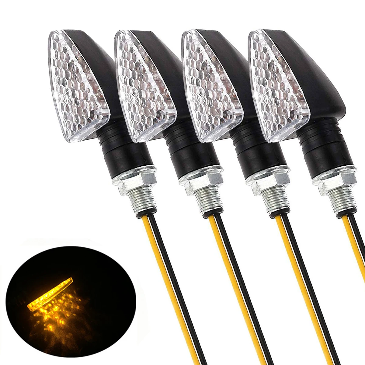 

4 pieces/(1 set) Motorcycle LED Turn Signals Indicator Triangle DRL Blinker Motorbike Rear Lights Signal Lamp