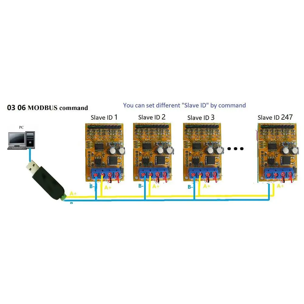 Аналоговый коллектор напряжения R4AVA07 7 каналов RS485 ADC Modbus RTU 03 06 функциональный код