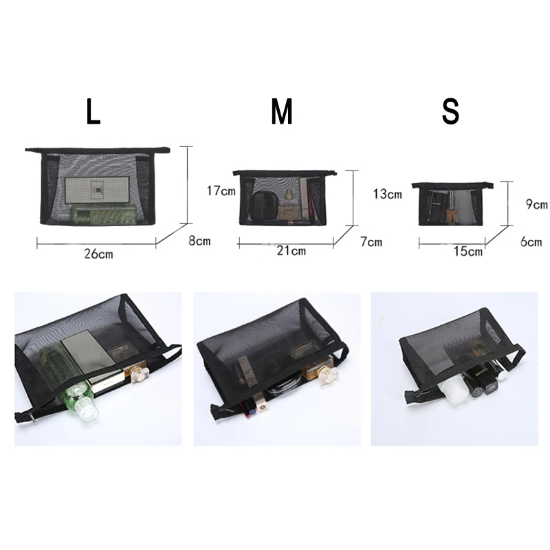 Сетчатая косметичка легкая прозрачная сумка на молнии косметический Органайзер