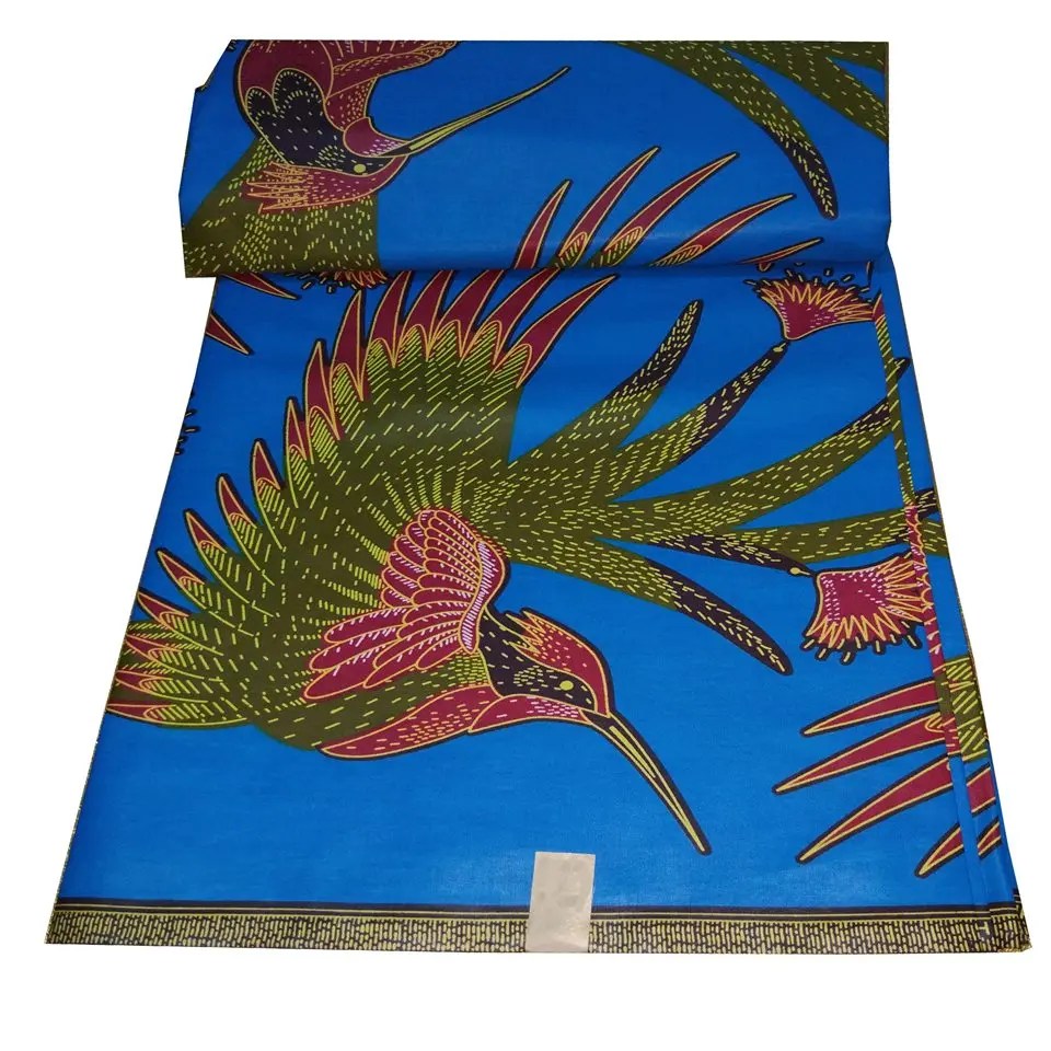 Синий Африканский воск печати настоящий из Анкары восковой ткани птица Феникс