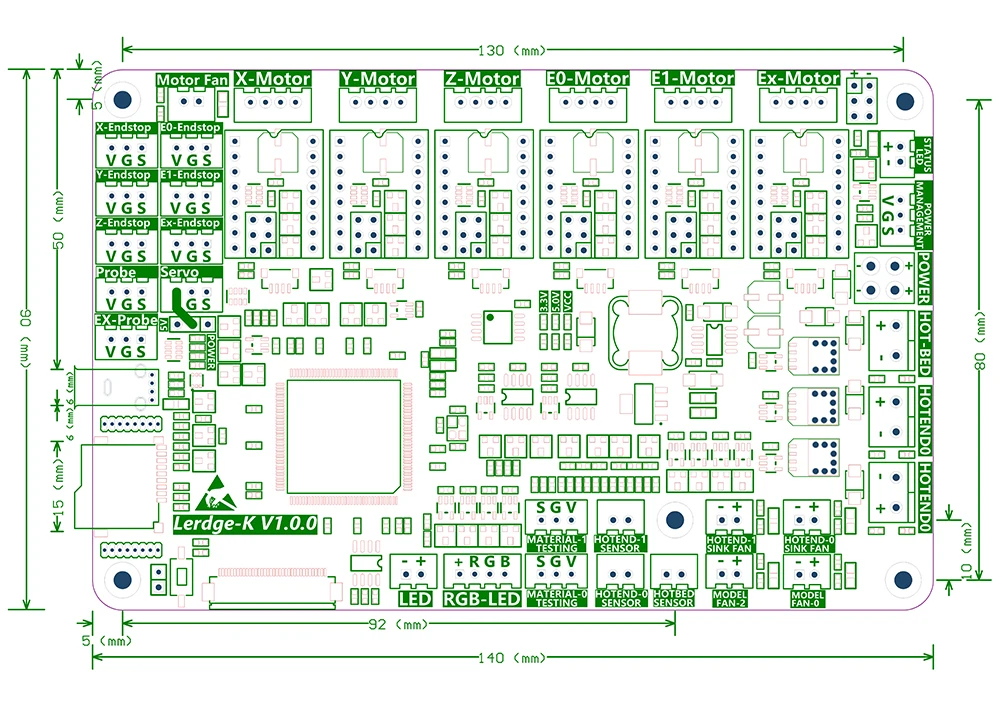 LERDGE 3d плата принтера ARM 32-битная плата управления контроллер материнская плата 3,5-дюймо вый экран Diy частей материнской платы матч PT100 датчик TMC2208 LV8729 A4988 для Ender 3 CR10