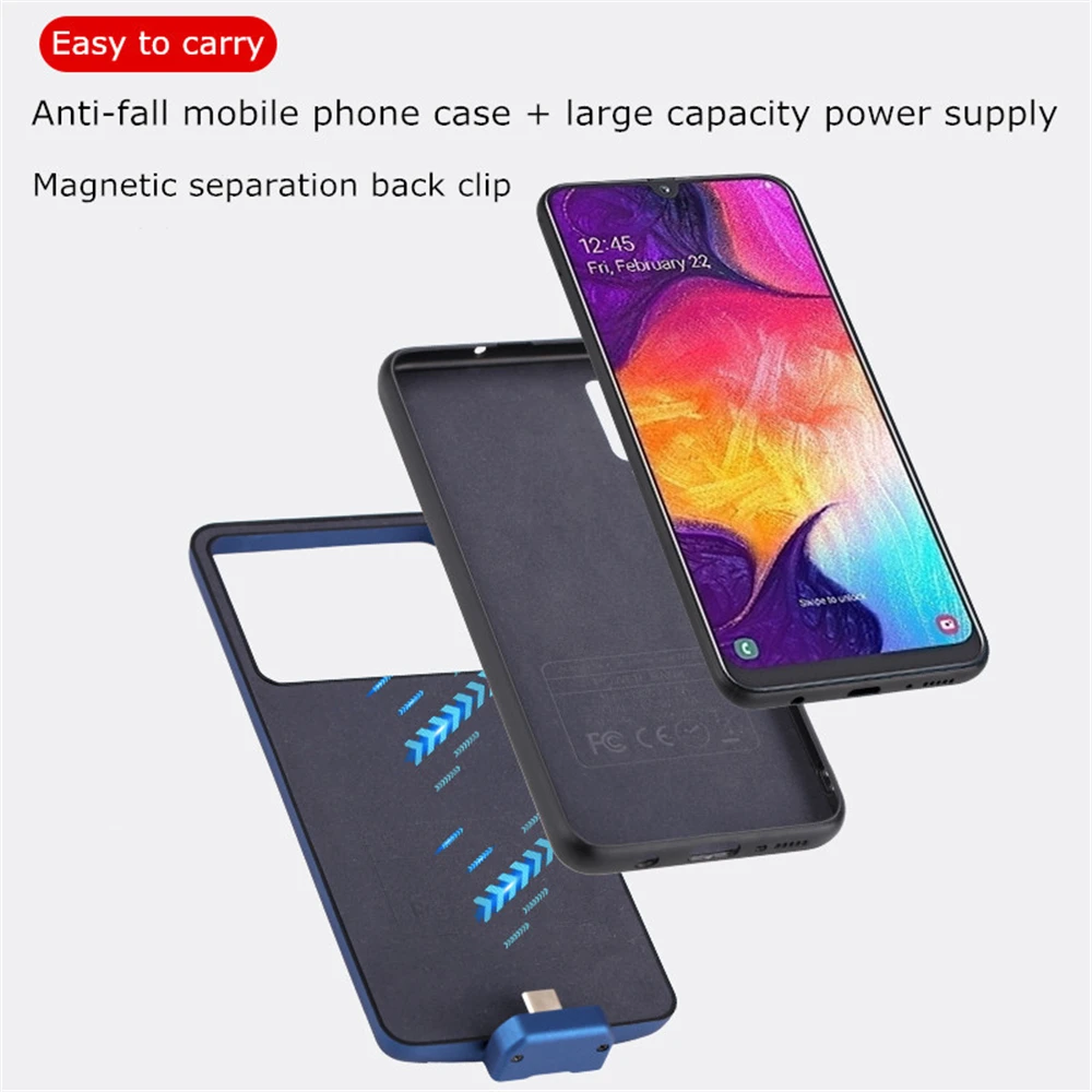 7000 мАч чехол для зарядного устройства для samsung Galaxy A50, чехол для питания, магнитный внешний аккумулятор, чехол для зарядки для samsung A50, кожаный чехол s