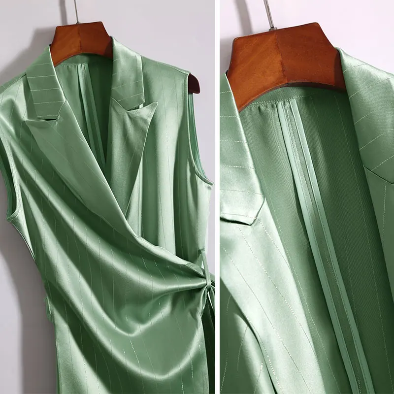 

Silk Satin Acetate Fabric 2 Pieces Sets Occupation Women Office Business Womanliness Lace Tops Flare Trousers Suits Summer