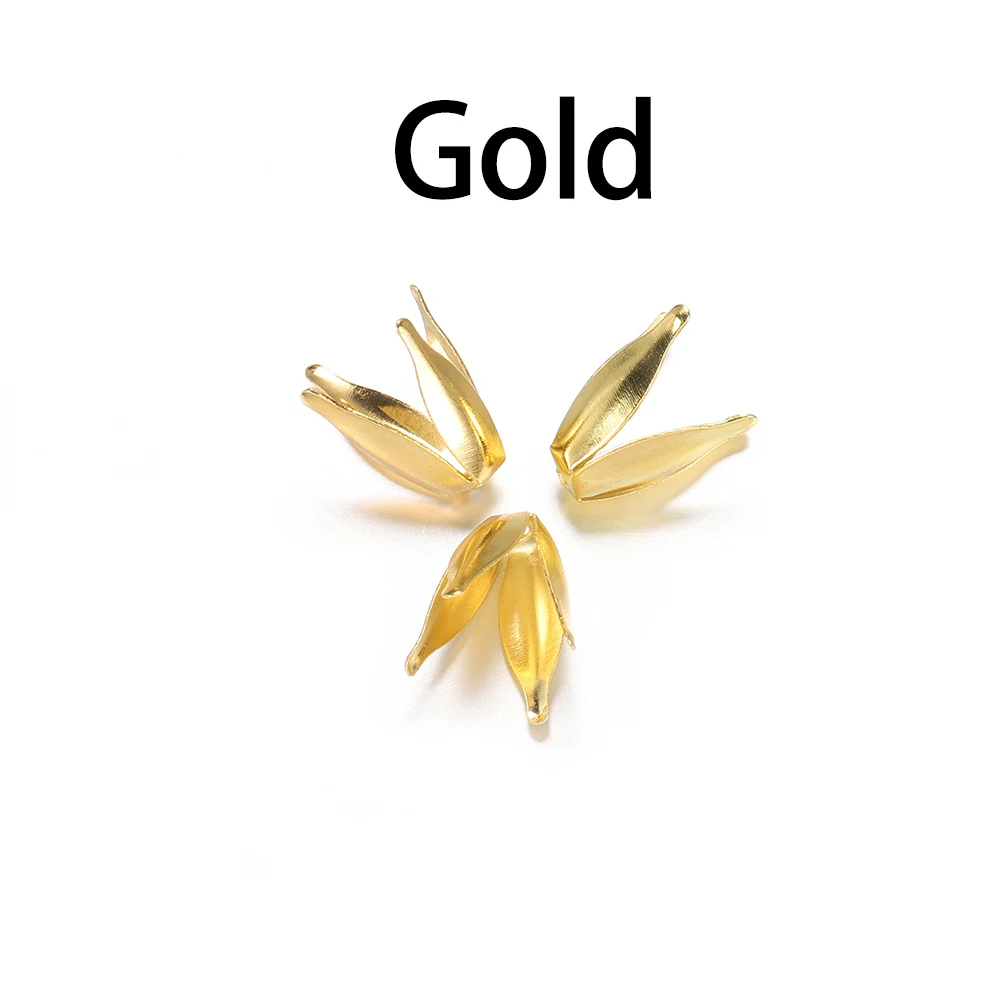 Gold 100 шт./лот, золотые цветы, филигранные Лепестковые бусины, крышка s, фурнитура для оптовых продаж, шармы, бусины, колпачки для самостоятельного изготовления ювелирных изделий - Цвет: Gold