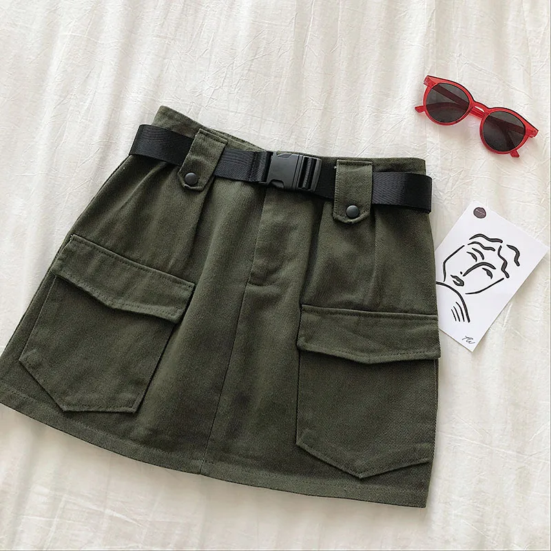 Летняя женская юбка GOPLUS винтажная черная трапециевидная мини в Корейском стиле с