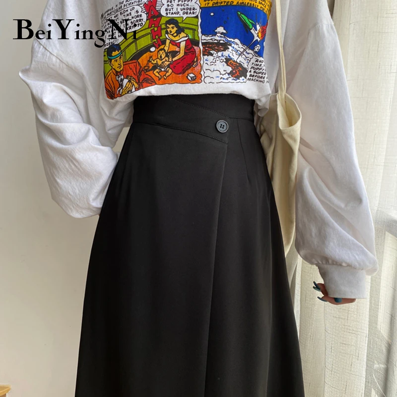 

Beiyingni Spring Korean Black Skirts Womens High Waist Slim Chic Fashion Office Ladies Faldas Woman Vintage Harajuku Falda Lady
