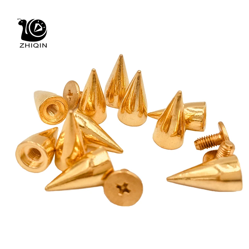 100 комплектов 14 мм золотые конусные металлические шпильки в форме пятен заклепки
