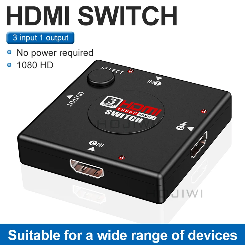 HOJIWI 3 входа 1 выход мини 3 порта HDMI переключатель HDMI-совместимый сплиттер переключатель для DVD HDTV Xbox PS3 PS4 1080P видео AC05
