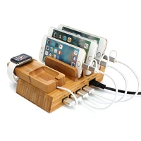 bamboo charging station for multiple devices with 4 usb ports usb charger for cell phones smart phones tablets watch