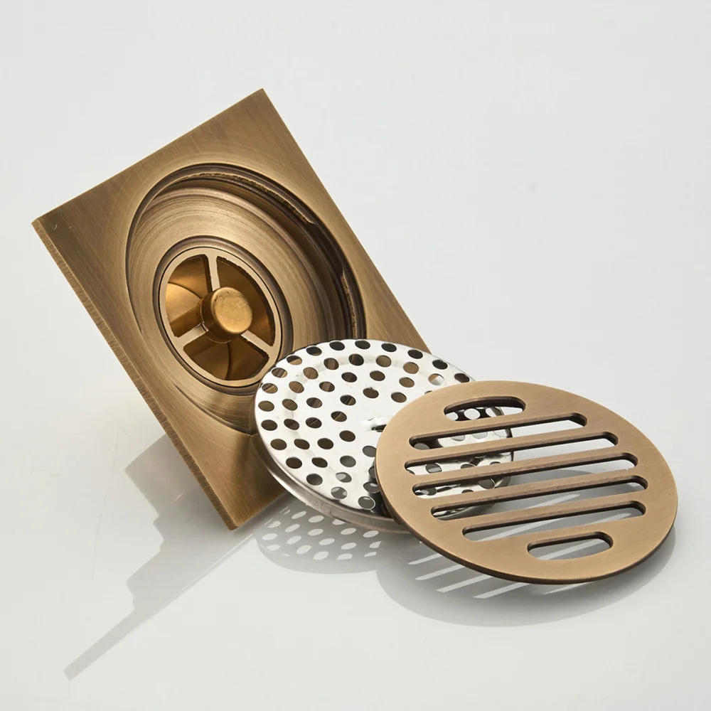 

300g 10cm Copper Floor Drain Water Deodorization Insect-resistant Shower Toilet Washing Floor Drain Core Square Brass Drains(D01