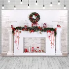 Фоны Avezano с рождественским зимним камин с венком фотофоны фотостудия фотозона фотосессия Декор реквизит