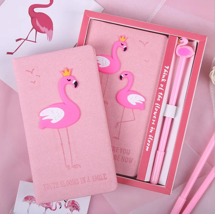 

Cartoon Notebook Gift Box Set Pupil Prize Business Companion Gift With Pen Diary Book With Pen Pink Girl Heart