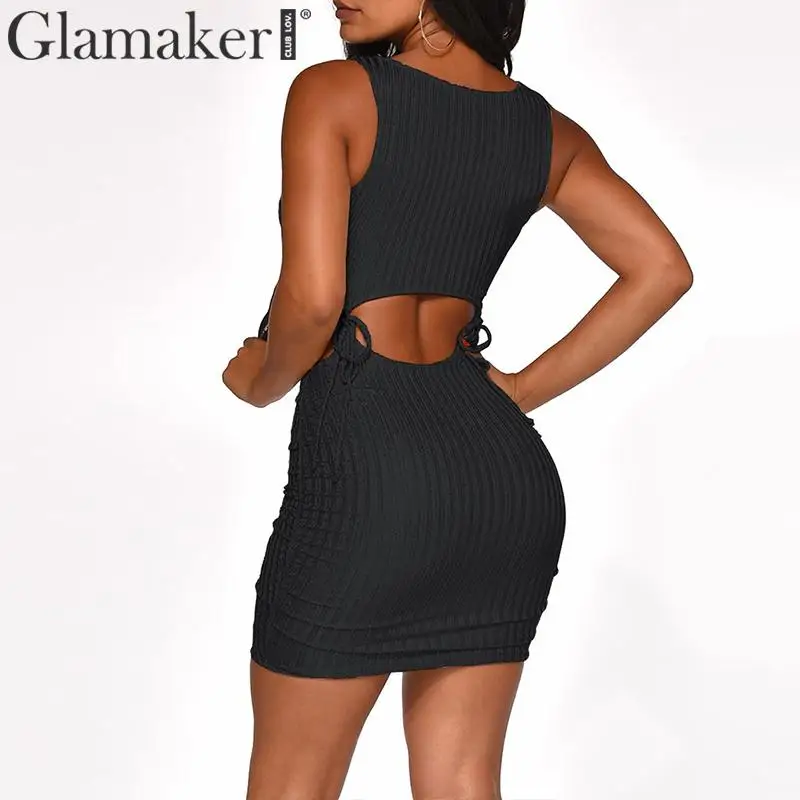 Glamaker черное сексуальное мини короткое зимнее платье женские вечерние Клубные Элегантные платья budycon Осенняя бандажная повязка женское платье