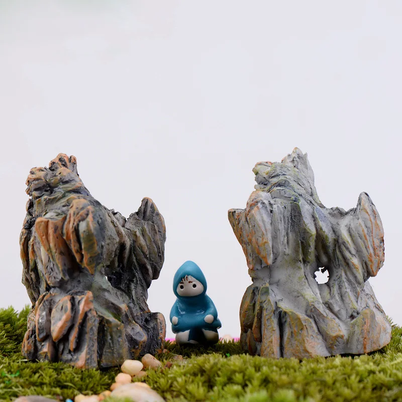Каменные горные фигурки декоративный горный мини сказочный сад статуя животных