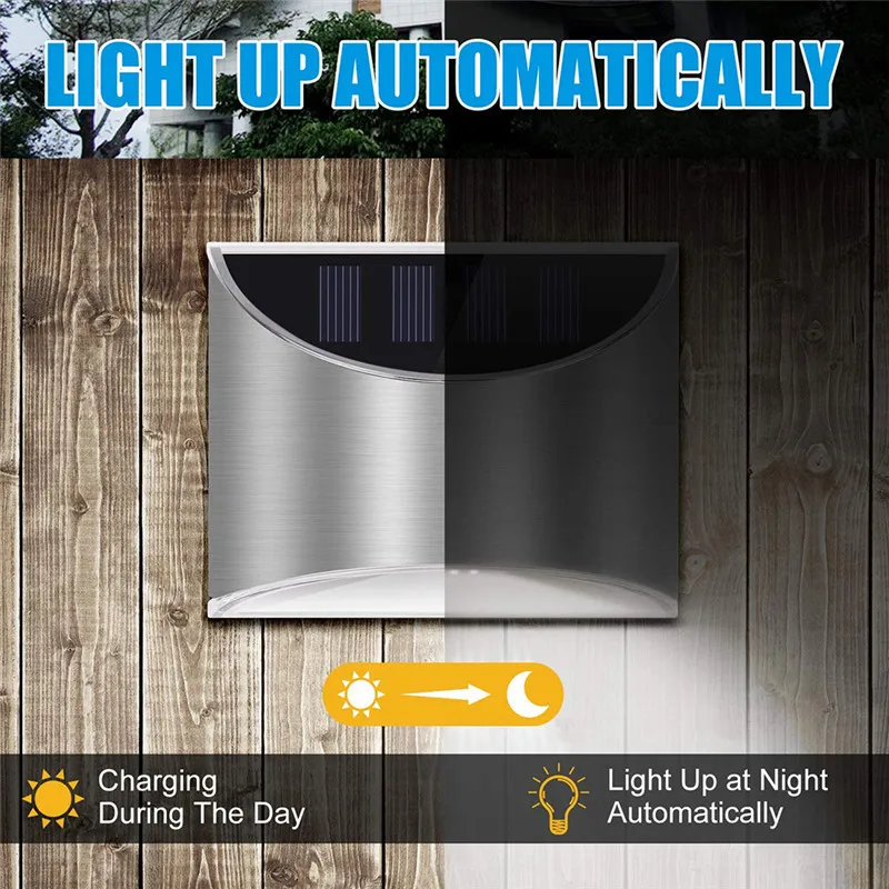 1/2/4Pcs Solar Wall Lights Outdoor Fence Post Step Waterproof Security Lighting for Garden Pathway Lamp | Лампы и освещение