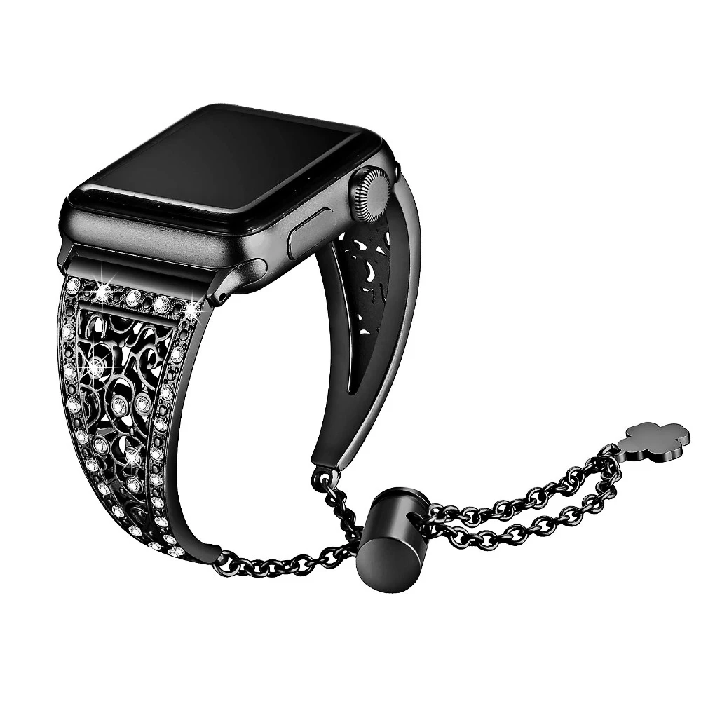 JANSIN Для женщин алмаз ремешок для наручных часов Apple Watch Series 5/4/3/2, браслет из нержавеющей стали, ремешок для наручных часов iWatch 38 мм 42 мм 40 мм 44 браслет