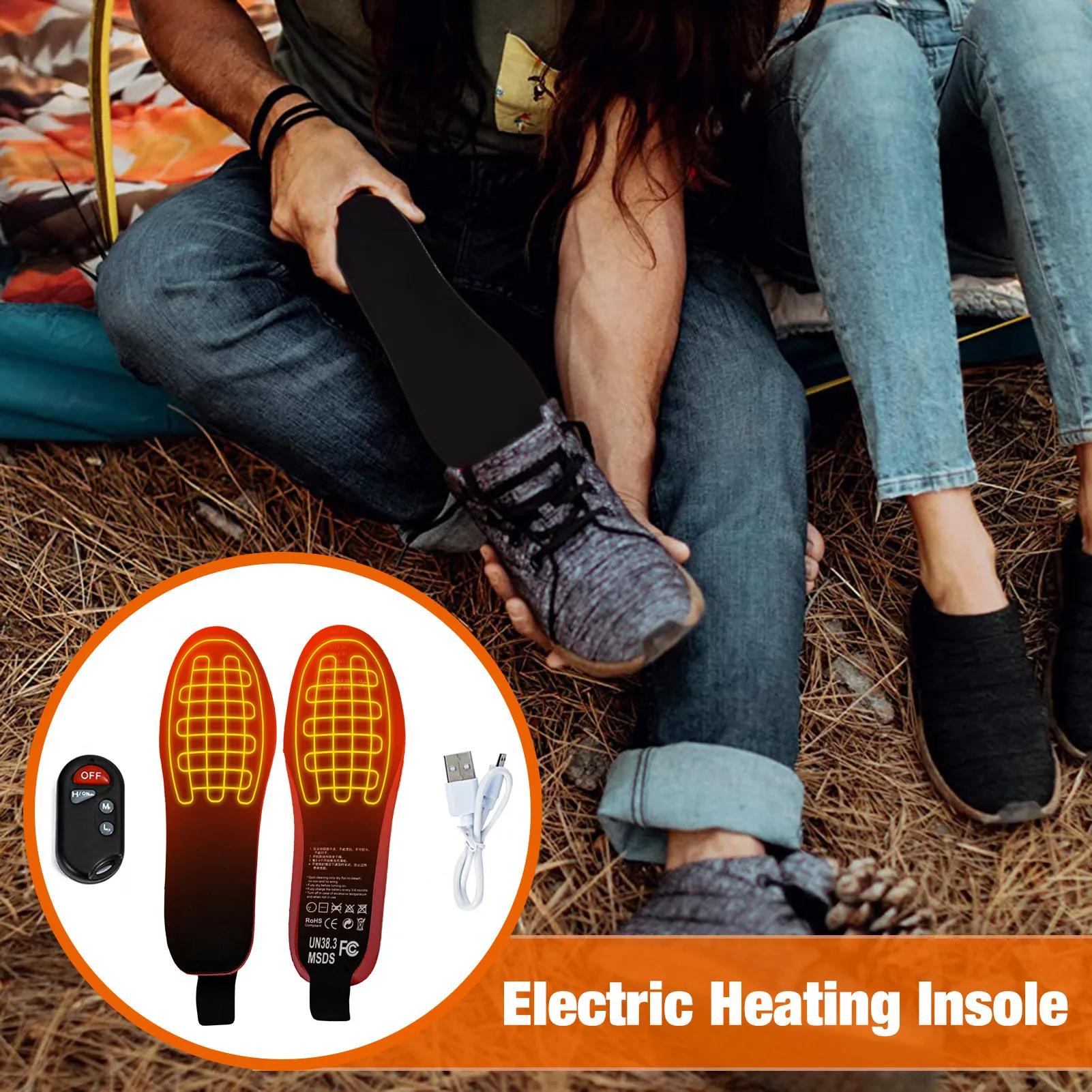 

USB Heated Shoe Insoles 3.7V 2100mAh Electrically Heating Insole With Remote Control Wireless Foot Warmer Winter Heated Pad