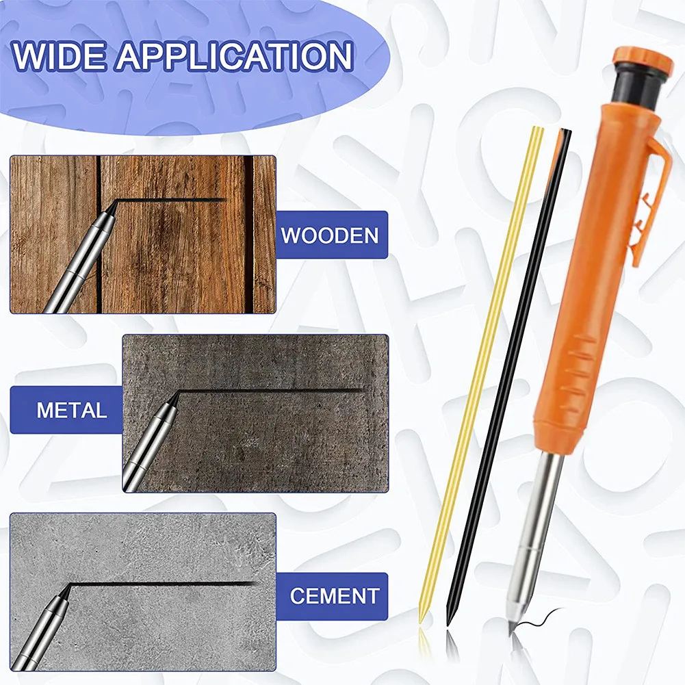 

Solid Carpenter Pencil With Built-in Sharpener Deep Hole Mechanical Drawing Pencil Woodworking Marker Marking Tool