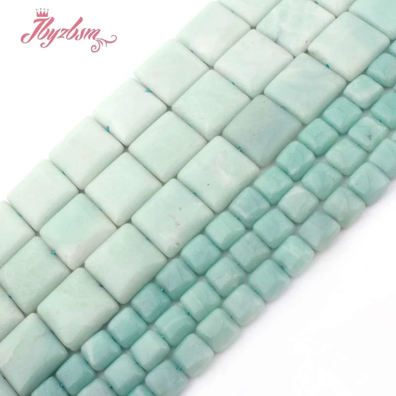 10 мм 20 гладкие квадратные синие бусины амазонита из натурального камня для