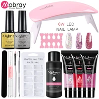 mobray poly nail gel kit finger extension uv gel led lamp for manicure nail art tool kit with nail tips professional set