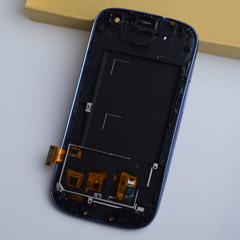 Для samsung Galaxy S III S3 I9300 I9301 I9305 I535 I747 9300I сенсорный экран стекло+ панель ЖК-дисплея в сборе+ рамка