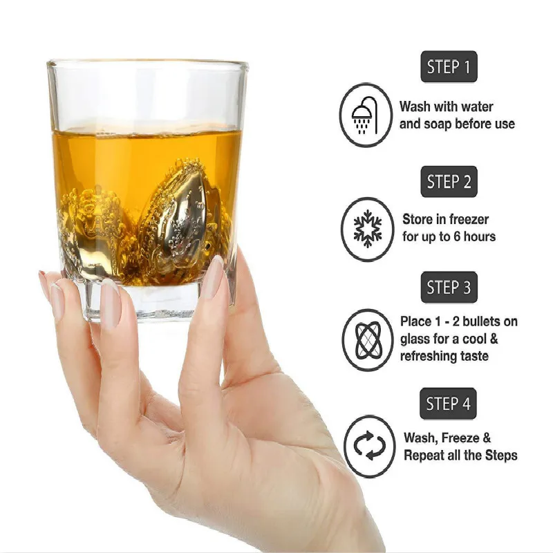 Камни для виски 4 шт. многоразовые охлаждающие кубики из нержавеющей стали