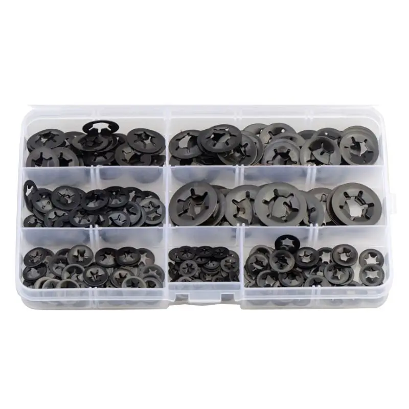 

260PCS/Set Metal Starlock Push-on Locking Washer Fastener Star Nut Assorted Kit