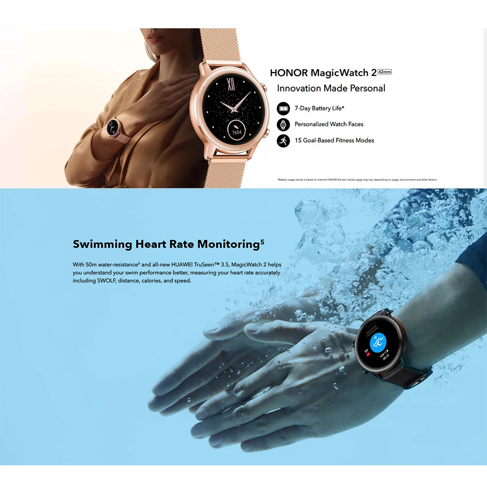 [Глобальная версия] Honor MagicWatch 2 Hebe 42 мм GPS умные часы 1 39 дюймов дисплей 5ATM