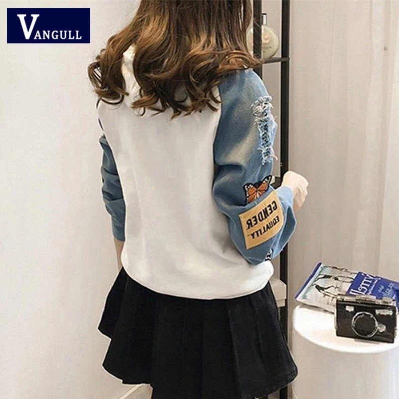 Женский свитер с длинными рукавами Vangull Harajuku осенний принтом в виде букв и