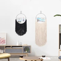 nordic style black and white cotton macrame wall hanging bohemian decor for boho home house dorm apartment wall decoration