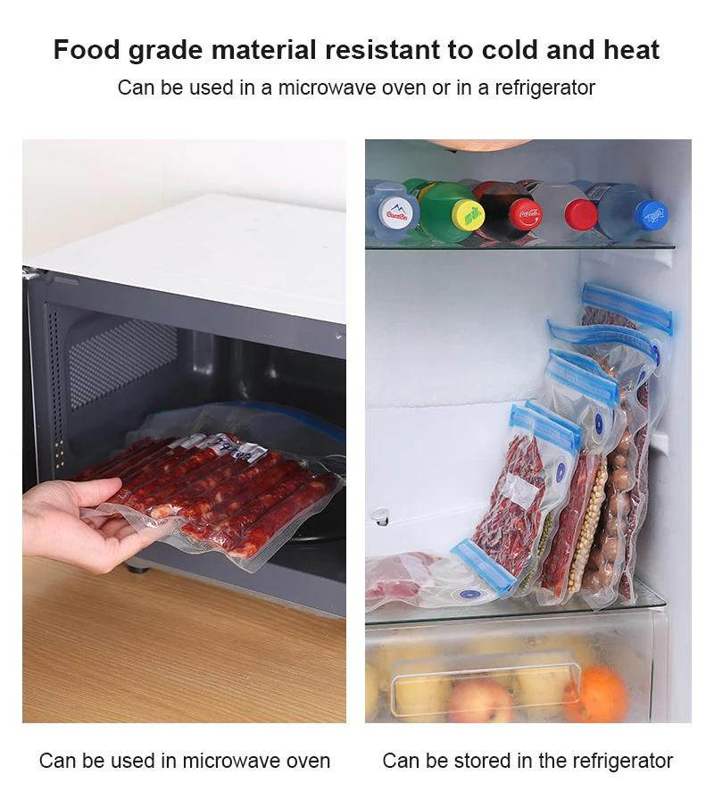 

Plastic Food preservation Bags Reclosable Transparent Bag Vacuum Storage Bag Poly Clear Bags Self-adhesive Packaging Bags Pump