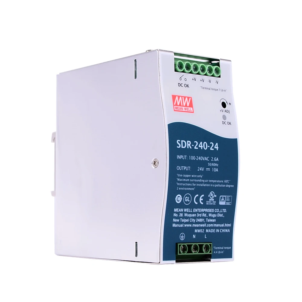 Оригинал Mean Well SDR 240 24 meanwell DC В 10 А Вт Промышленный DIN рейка с блоком питания