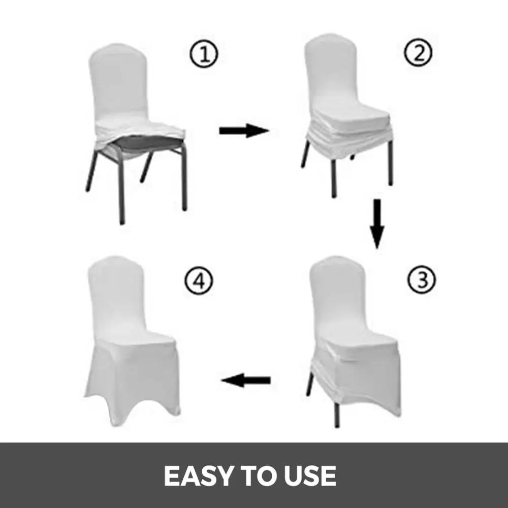 

Universal 100 pcs Polyester Spandex Wedding Chair Covers Arched Front White