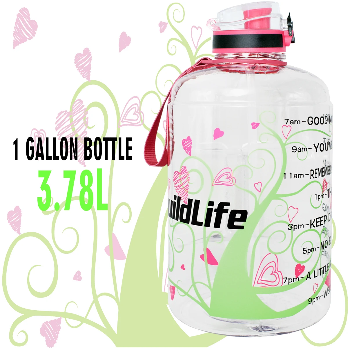 Love Tree QuiFit 128 унций 73 унций 43 унций Спортивная большая галлонная бутылка для воды с фильтром для фруктов без бисфенола, бутылка для напитков, кувшин, тыква, тренажерный зал, туризм - Цвет: Love Tree