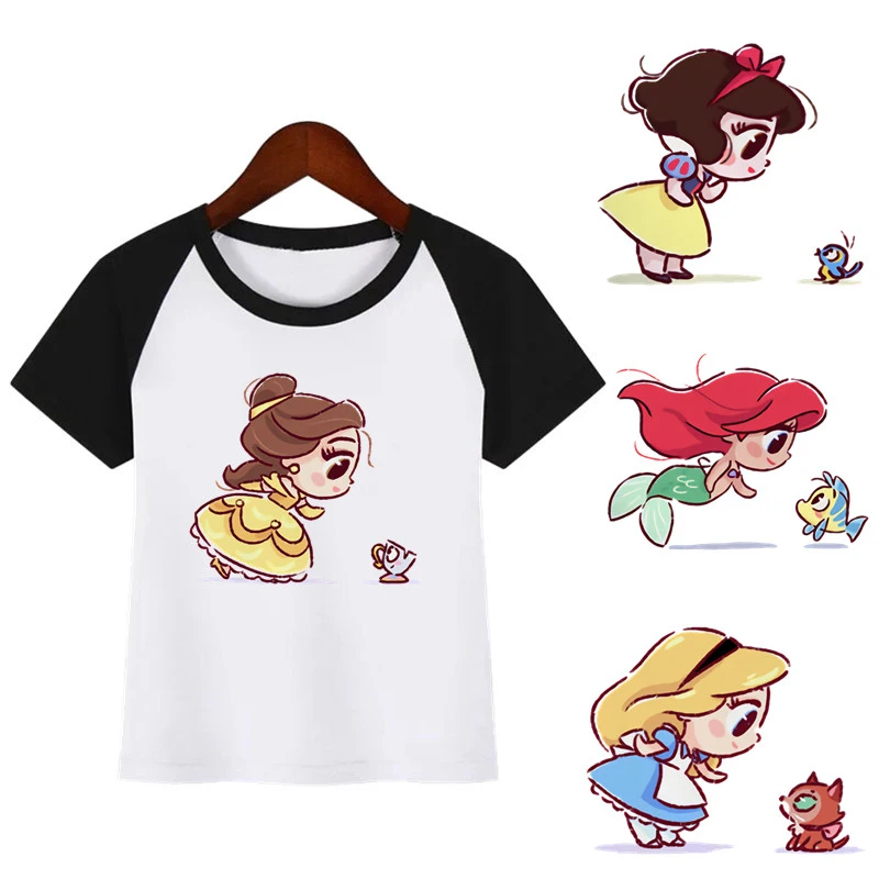 Летняя модная футболка для мальчиков и девочек детская забавная с мультяшной