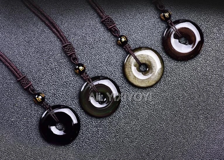 Китайский натуральный черный ледяной Золотой обсидиановый резной круглый