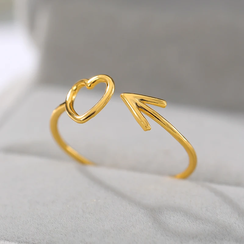 Регулируемое Кольцо Love Heart из медного сплава с золотым покрытием изменяемые