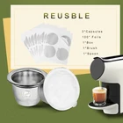 Многоразовые капсулы для кофе Nespresso, фильтр из нержавеющей стали с самоклеющейся алюминиевой крышкой, капсула для эспрессо