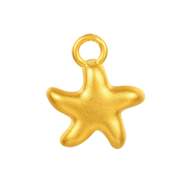 

24k Starfish Pendant Real Gold Jewelry Au750 Clavicle Chain Compact Fashion Classic Wild Star Gifts for Women Wholesale