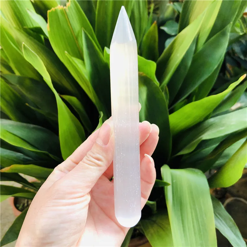 

Natural White Gypsum Selenite Single Point Wand Carving Crystal Gemstone Reiki Chakra Healing Gift