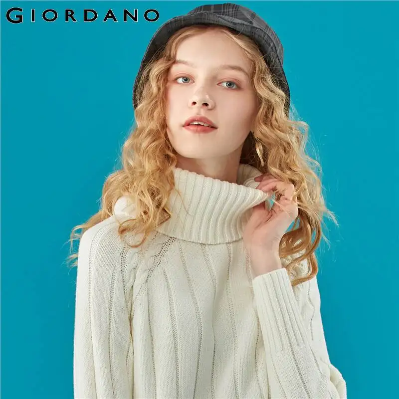 Giordano женская вязанная кофта с высоким воротом и длинными рукавами выполнена в