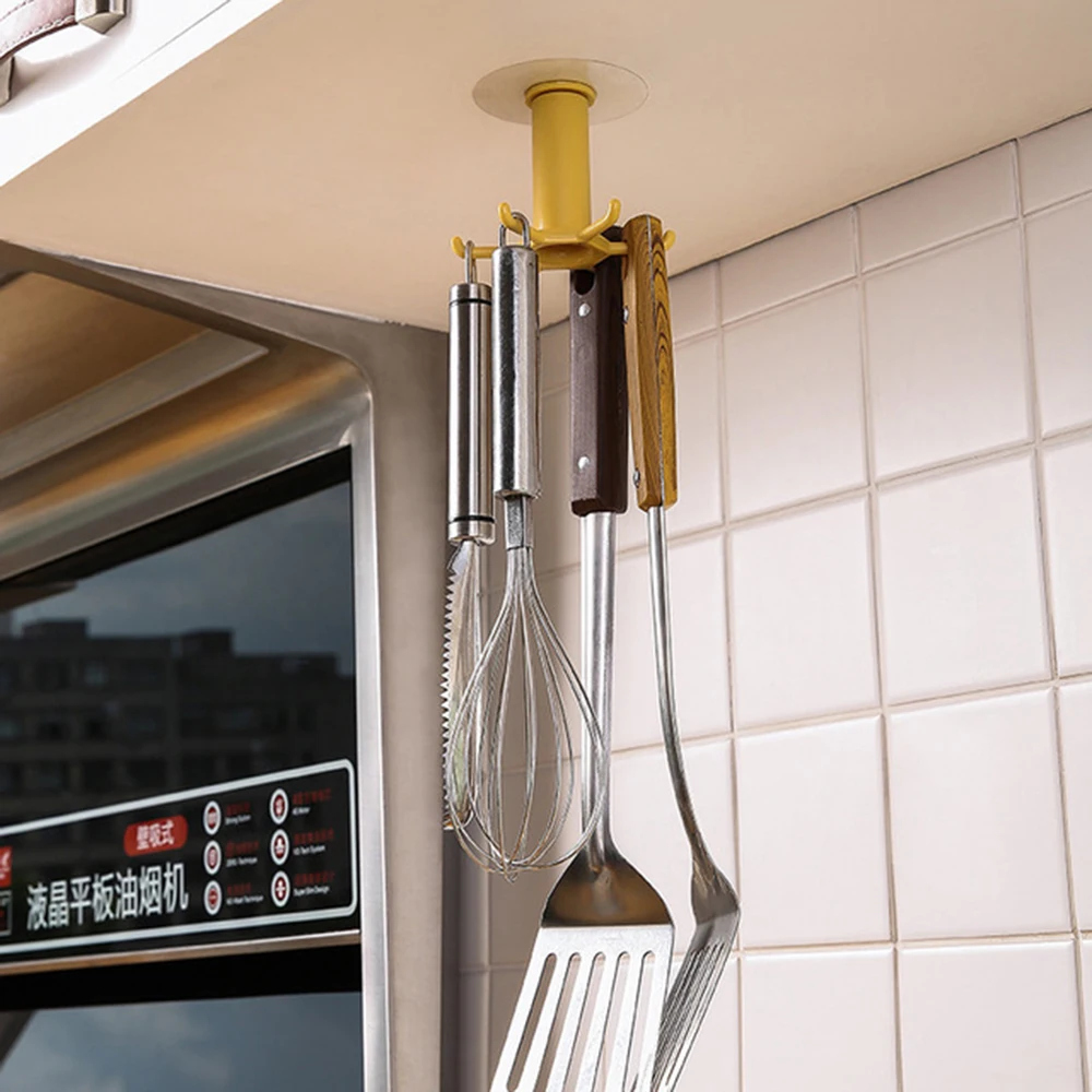 

360 Degrees Rotating Hook Kitchen Accesorios Storage Bathroom Organizar Storage Rack Rotated Holder Wall Mounted Hanging Hooks