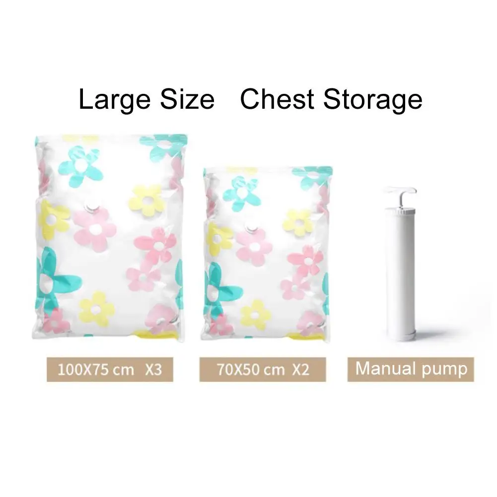 

11Pcs/Set Thickened Vacuum Compressed Blanket Clothes Storage Bag with Hand Pump Organization Accessories