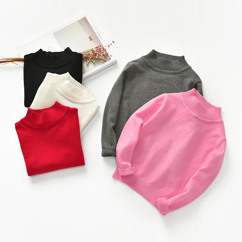 

2020 Spring Baby Boys Girls Turtleneck Sweaters Kids Sweaters for Winter Knitted Bottoming Boys Sweaters Baby Boy Clothes