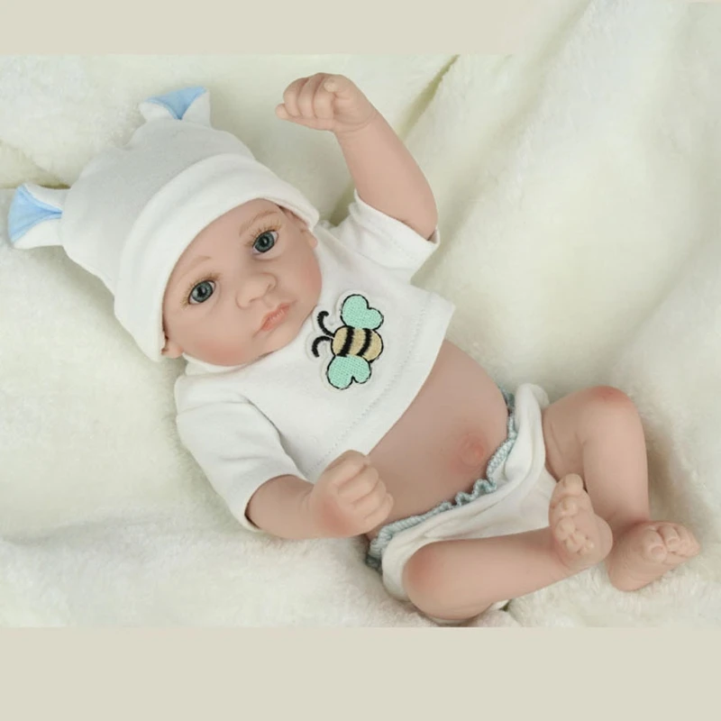 

10 Inch Looking Lifelike Realistic Baby Silicone Newborn Care Soft Body Toy for Children and the Elderly Xmas Gift DXAD