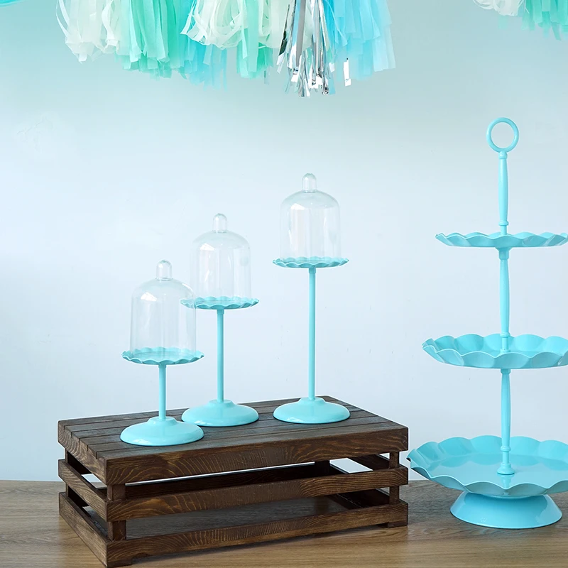 Baby Blue Cake Stand Cupcake Tray Tools Dessert Table Decorating Party Suppliers 3 Tiers Birdcage Home Decoration | Дом и сад