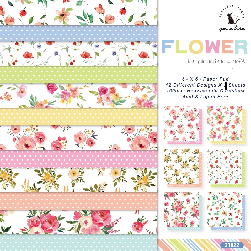 

ZLDECOR 12 Sheets Flower Scrapbooking Pads Paper Origami Art Background Paper Card Making DIY Scrapbook Paper Craft