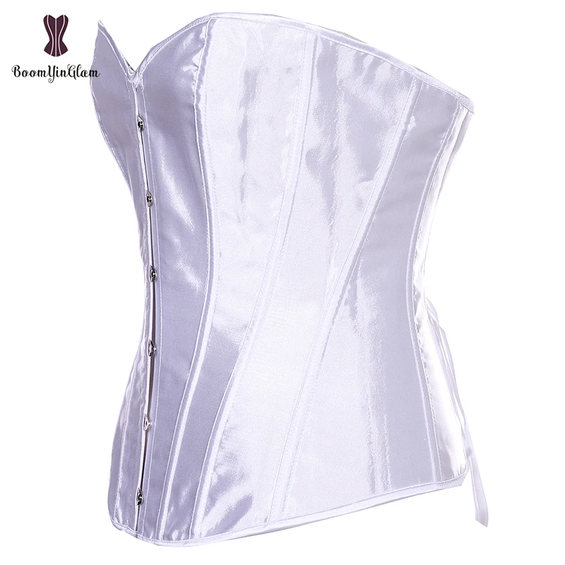 Атласный корсет простой элегантный черный белый розовый бюстье пластиковый с